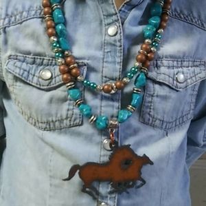 Double horse necklace